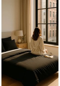 Lenjerie de pat neagră pentru pat de o persoană, extinsă cu cearceaf inclus, cu 3 piese 160x220 cm Classic – Mila Home