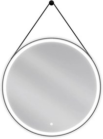 Mexen Reni oglindă de baie iluminată, rotundă 80 cm, LED 6000K, anti-abur, ramă neagră - 9812-080-080-611-70