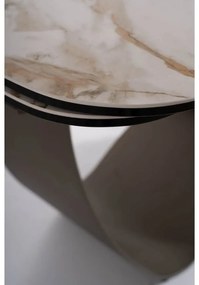 Set masa extensibila Infinity Ceramic alb/maro - L160-240 cm + 5 scaune Azalia piele olive
