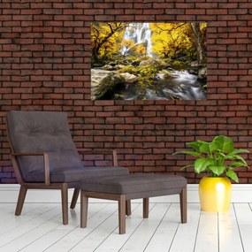 Tablou - Cascade în peisaj de toamnă, galben (90x60 cm)