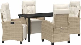 vidaXL Set de masă pentru grădină cu pernă 5 pcs Bej poliratan