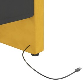 Pat de zi cu saltea, galben, 90x200 cm, catifea, USB Galben