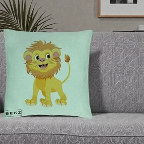 Perna Decorativa Pui de Leu Kawaii, 40x40 cm, Verde Menta, Husa Detasabila, Perna Inclusa, BEKZ®