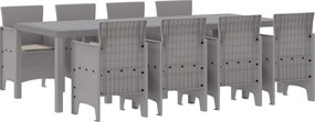 vidaXL Set de masă pentru grădină 9 pcs Alb Polipropilenă