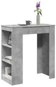 854385 vidaXL Masă de bar cu rafturi gri beton 95x47x103,5 cm lemn prelucrat