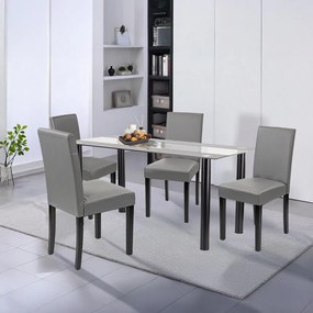 Set de masă Cadiz 4+1 negru-gri