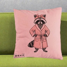 Perna Decorativa Albinuta Kawaii Vesela, 40x40 cm, Roz, Husa Detasabila, Perna Inclusa, BEKZ®