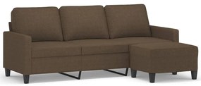 Canapea cu 3 locuri cu taburet, maro, 180 cm, material textil