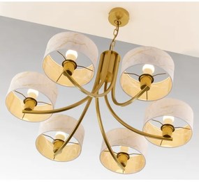 Jupiter 2098 - Lustru cu lanț ARTHUR 6xE27/15W/230V alb/auriu/decor marmură