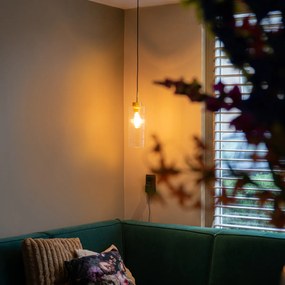 Lampă suspendată Art Deco aurie cu sticlă - Laura