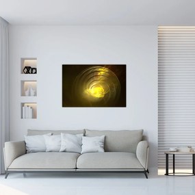 Tabloul cu spirala abstractă în galben (90x60 cm)