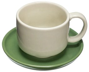 Ceașcă verde/crem din gresie Amare – Hübsch