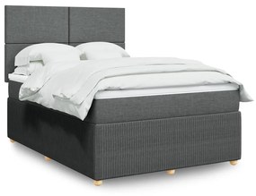 3294401 vidaXL Pat continental cu saltea, gri închis, 160x200 cm, țesătură