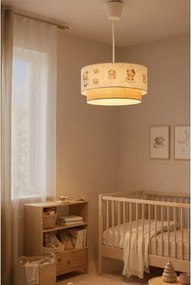 Brilagi - Lustră LED pentru copii pe cablu BOBO, 1x E27/60W/230V, Ø 40 cm, alb/bej/ursuleț