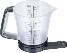Cântar de bucătărie cu cană gradată Kinghoff KH 1829, 1,5 l, până la 5 kg, TARA, oprire automată, negru
