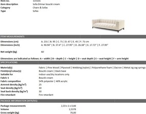 Canapea design elegant LUX Ditmar, boucle crem 115101 HZ