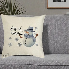 Perna Decorativa Let It Snow Om de Zapada, 40x40 cm, Ecru, Husa Detasabila, Perna Inclusa, BEKZ®