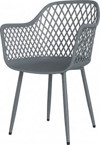 Outsunny Set 4 scaune de grădină, scaune din plastic rezistente la UV cu braț și spătar 56 x 51 x 84 cm gri închis | Aosom Romania