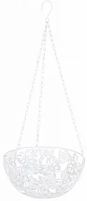 Suport suspendabil pentru ghiveci, din metal, Butterfly D25 Alb, Ø25xH57 cm