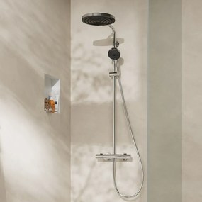 Coloana de dus cu baterie termostatata Hansgrohe Pulsify S Puro para cu 3 functii finisaj crom lucios