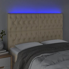 Tablie de pat cu LED, crem, 160x7x118 128 cm, textil 1, Crem, 160 x 7 x 118 128 cm