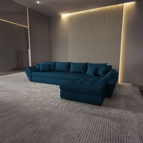 Colțar extensibil dumonde cu ladă de depozitare si sezut confortabil din spuma high-density, Loana XL Enjoy Petrol II 335x185 cm