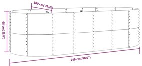 Jardiniera gradina gri 249x100x68 cm otel vopsit electrostatic Gri, 249 x 100 x 68 cm, 1