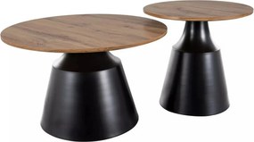 Set 2 masute cafea ITAKA, stejar artisan/negru mat