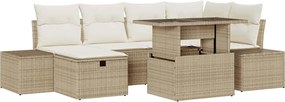 vidaXL Set de canapele pentru grădină 7 pcs Bej poliratan