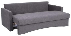 Canapea extensibilă tapițată PAUL, 3 locuri, pentru dormit zilnic, cu cotiere, gri
