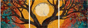 Tablou - Soarele în coroana arborelui vieții (cu ceas) (90x30 cm)