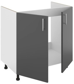 Set haaus Karo, Antracit/Alb, 80 x 50 x 80 cm, Chiuveta Inox, Cuva stanga