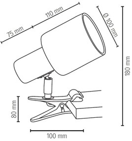 Lampă cu clemă Spot-Light 2236174WK TREEHOUSE 1xE27/25W/230V