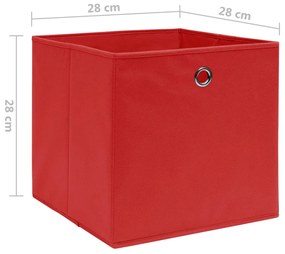 Cutii depozitare, 10 buc., rosu, 28x28x28 cm, material netesut 10, Rosu, 1