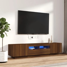 3120169 vidaXL Set dulapuri TV cu LED, 2 piese, stejar maro, lemn prelucrat