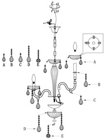 Eglo 39113- Lustra CARPENTO 5xE14/40W/230V