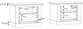 Set 2 Noptiere Kashmir, Alb Antichizat, 65.5 Cm