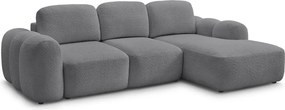 Colțar gri extensibil/cu spațiu de depozitare cu tapițerie din țesătură bouclé (cu colț pe partea dreaptă/cu șezlong) Montaigne – Bobochic Paris