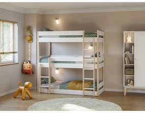 Pat pentru copii alb/în culoare naturală supraetajat 90x190 cm Valka – Marckeric