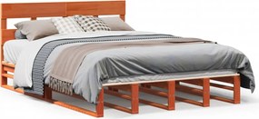 vidaXL Cadru de pat fără saltea, maro ceruit 140x200 cm lemn masiv pin