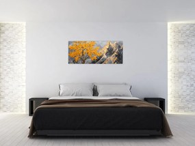 Tablou – Arbore auriu în munți (120x50 cm)