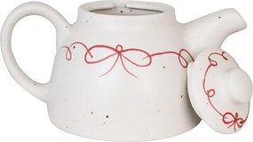 Ceainic decorativ vintage din ceramică, alb cu detalii albastre „Viola Bow”