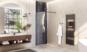 Paravan de dus fix, 90x200 cm,  sticla securizata 8 mm, profil negru, Roth Melina 900x2000 mm, Negru
