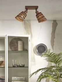 Plafoniera eco din bambus Java 2-Shade nat/15x17, bl/nat