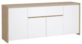 Comodă albă-în culoare naturală cu aspect de lemn de stejar 197x84x48 cm Next – Tvilum