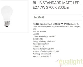 Bec LED STANDARD MATT E27 7W 2700K 17463
