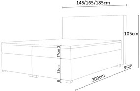 Pat matrimonial Boxspring 140 cm Simon (gri) (cu saltea, fără sp. depozitare). 1047329