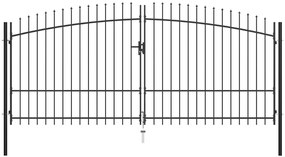 vidaXL Poartă de gard cu două uși, cu vârfuri de suliță, 400 x 225 cm