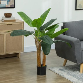 HOMCOM Set de 2 plante artificiale interioare 120 cm bananieri în ghiveci pentru decor acasă, birou, living, dormitor | Aosom Romania