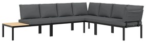 3283682 vidaXL Set mobilier de grădină cu perne, 4 piese, negru, aluminiu